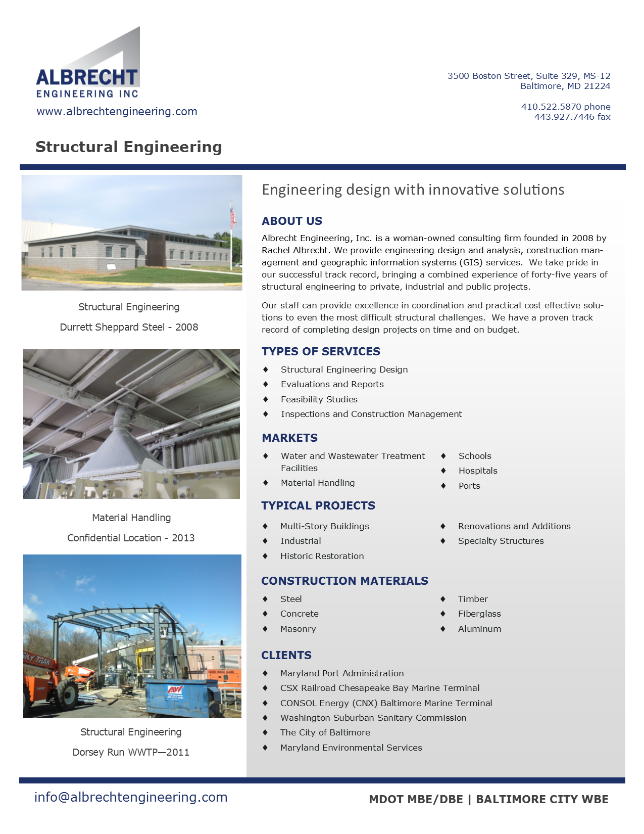 Brochures & Resources | Albrecht Engineering